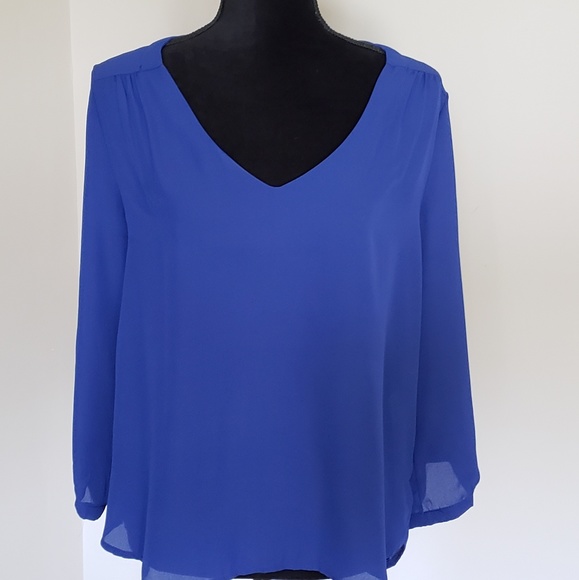 3/4 sleeve Royal Blue Blouse - Picture 1 of 4